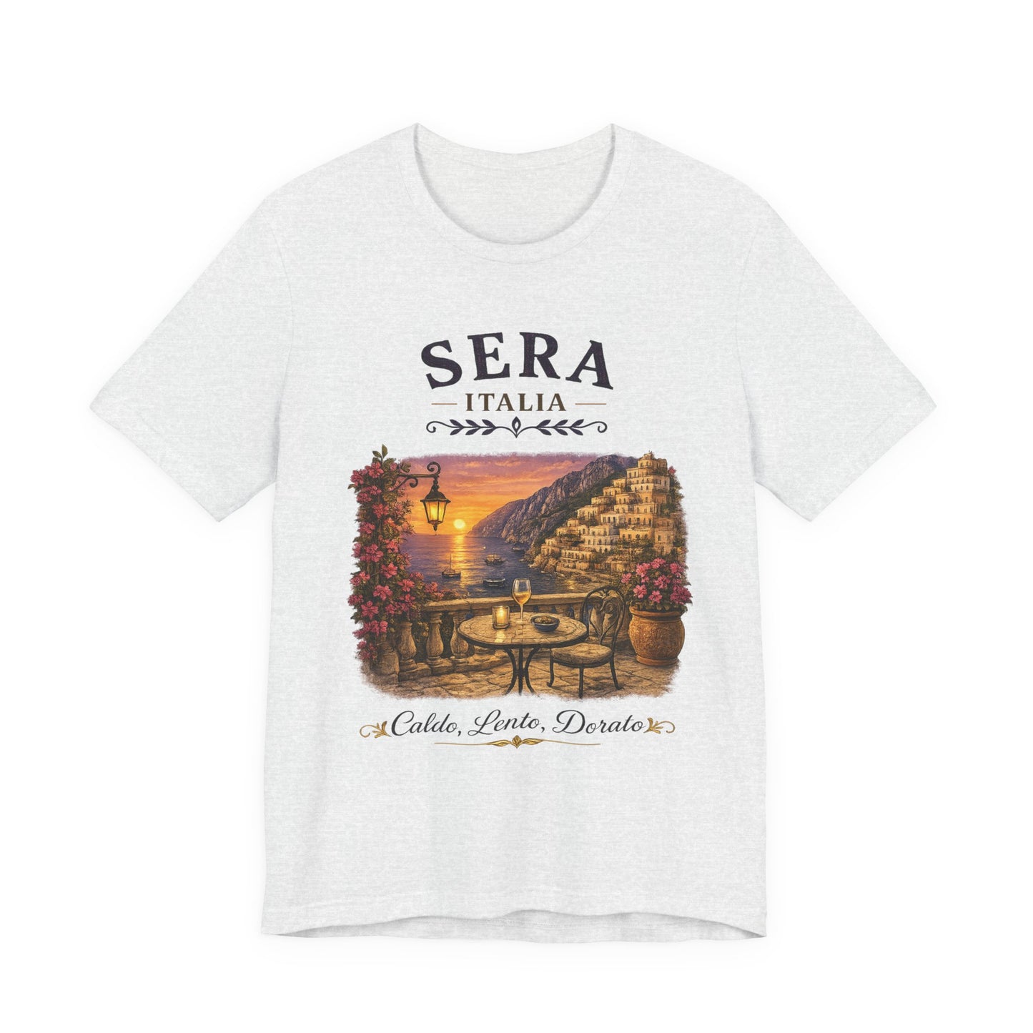Sera Italia Vintage Graphic Tee – Golden Italian Sunset Coastal Shirt