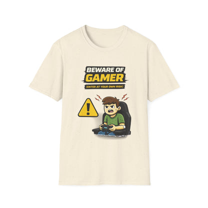 "Beware of Gamer T-Shirt" Funny Gamer Graphic Tee