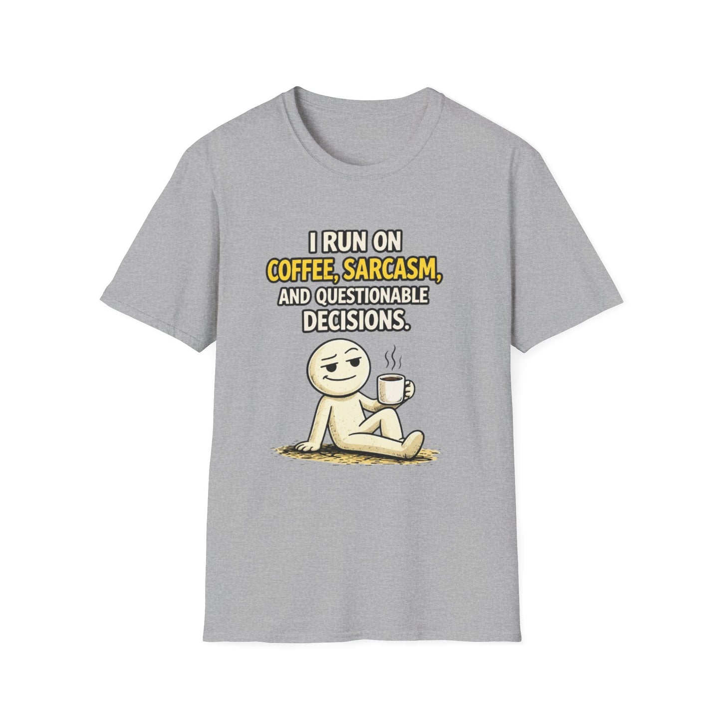 "Coffee, Sarcasm & Questionable Decisions" Funny Graphic Tee