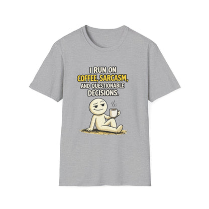 "Coffee, Sarcasm & Questionable Decisions" Funny Graphic Tee