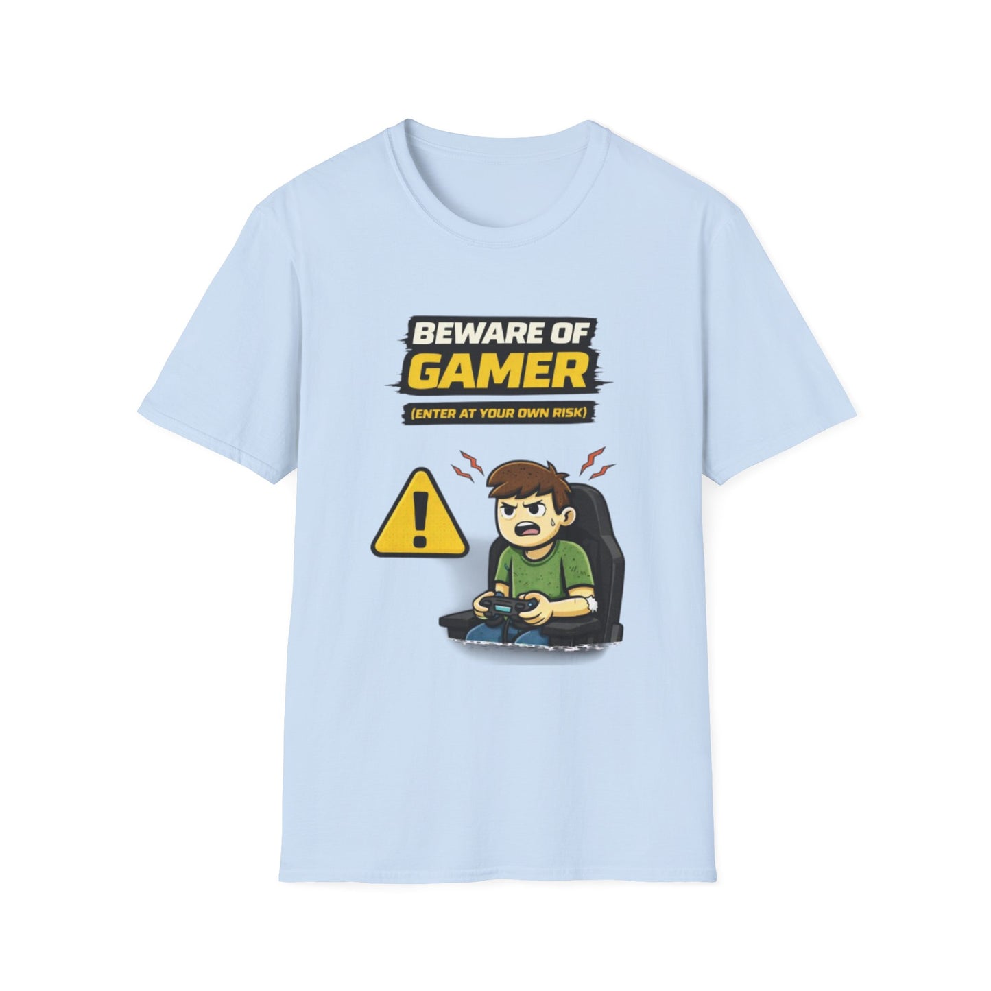 "Beware of Gamer T-Shirt" Funny Gamer Graphic Tee