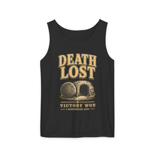 Death Lost Victory Won Christian Graphic Tank