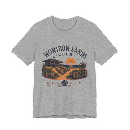 Horizon Sands Club Vintage Graphic Tee – Retro Coastal Sunset Style Shirt