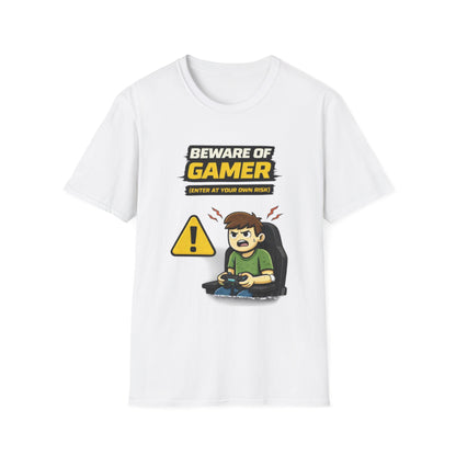 "Beware of Gamer T-Shirt" Funny Gamer Graphic Tee