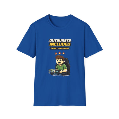 “Outbursts Included — Sorry in Advance” Funny Gamer Graphic Tee