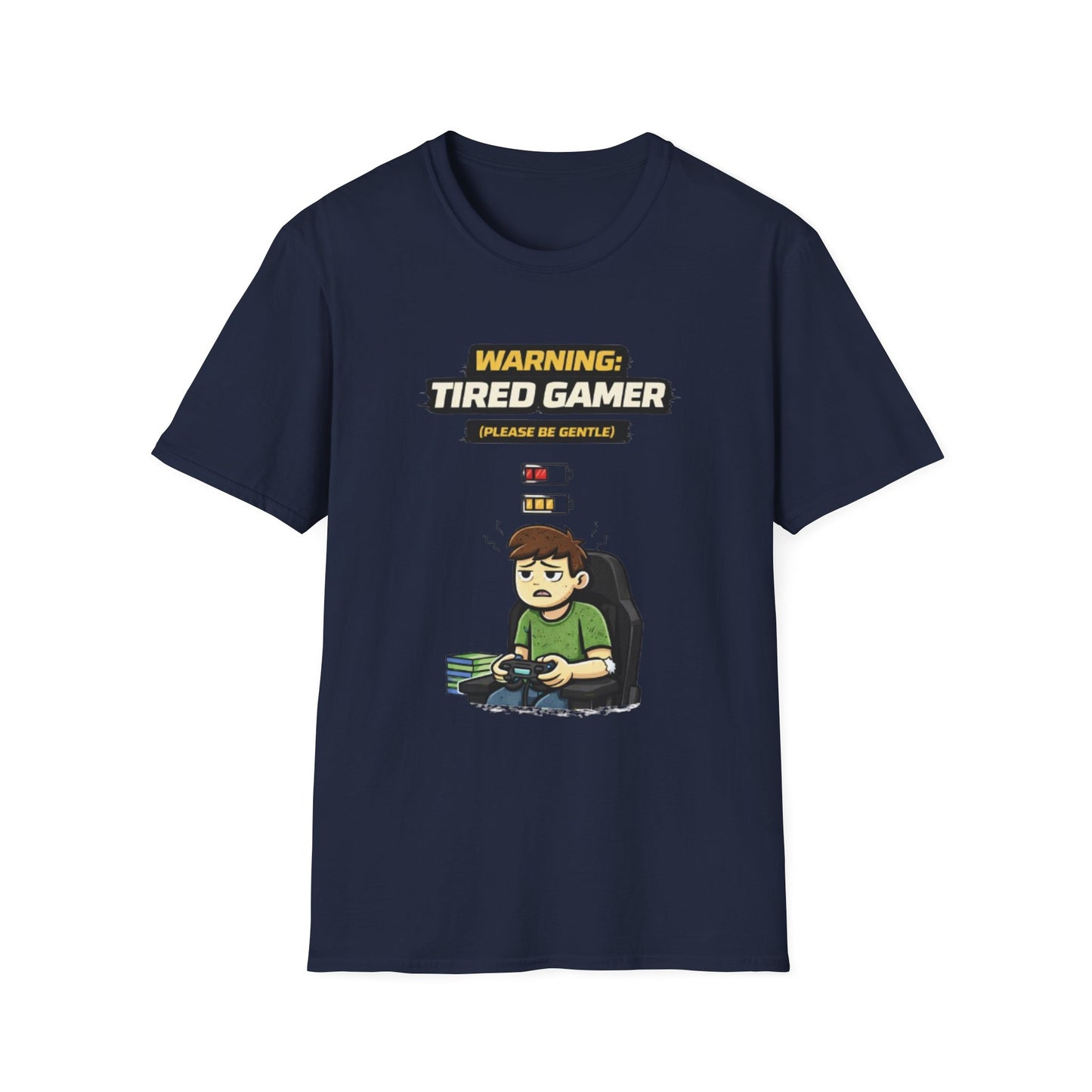 "Warning Tired Gamer" Funny Gamer Graphic Tee