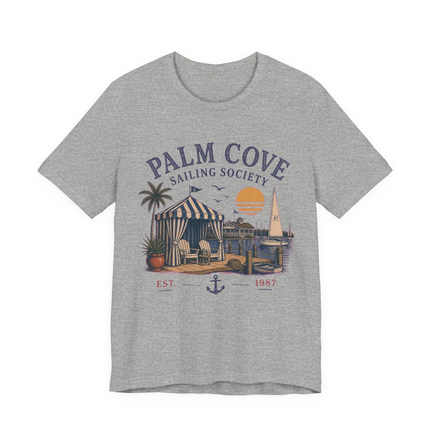 Palm Cove Sailing Society Vintage Graphic Tee – Retro Marina Style Shirt