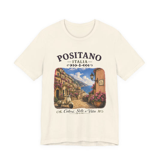 Positano Italia Vintage Graphic Tee – Colorful Amalfi Coast Aesthetic Shirt