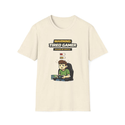 "Warning Tired Gamer" Funny Gamer Graphic Tee