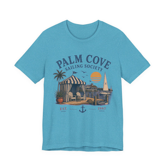 Palm Cove Sailing Society Vintage Graphic Tee – Retro Marina Style Shirt