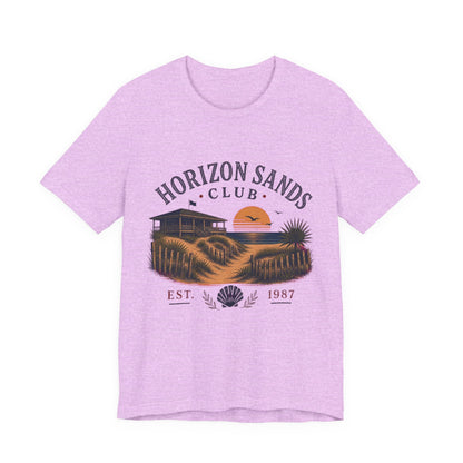 Horizon Sands Club Vintage Graphic Tee – Retro Coastal Sunset Style Shirt